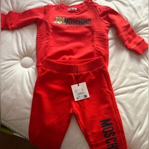 Moschino Red Baby Set with Bear Motif
